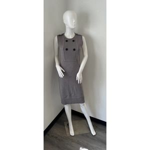Diane Von Furstenberg Women's Gray Sweater Dress Button Front - Size Small